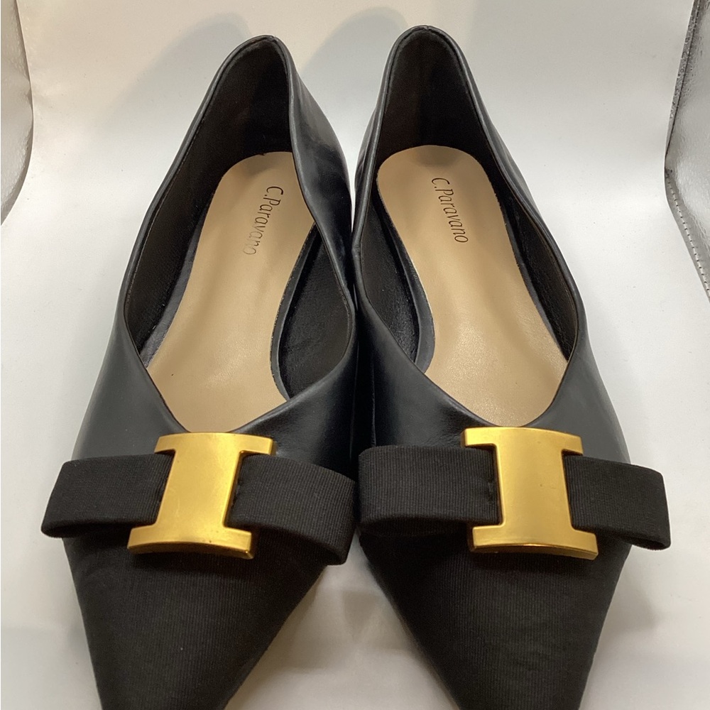 Black Flats with Gold Accent